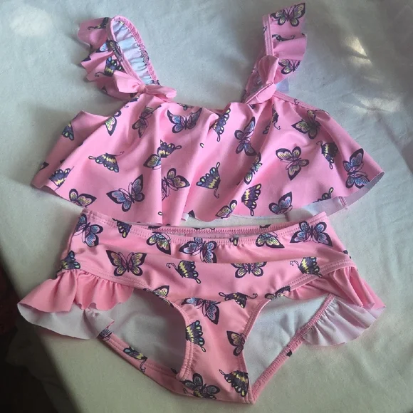 Freestyle Revolution Pink Butterfly Kids Swim Bikini - Picture 1 of 4